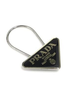 Auth Prada Key Ring Black/Silver Metal #280438P17B